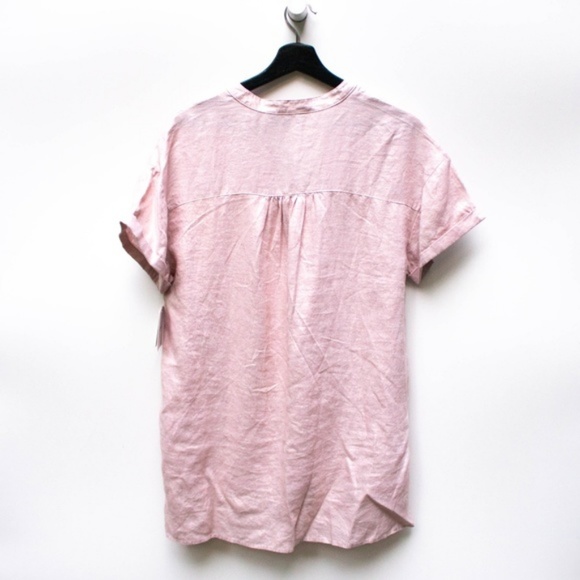 Ellen Tracy | NWT Pink Linen Short Sleeve Blouse - Picture 7 of 7